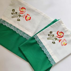 قیمت ارزان روبالشتی گلدوزی شده کار دست با نخ دمسه 2 عددی