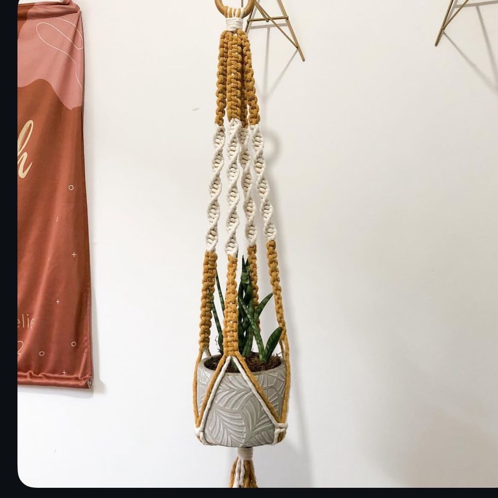 قیمت ارزان اویز مکرومه بافی گلدان طرح طناز