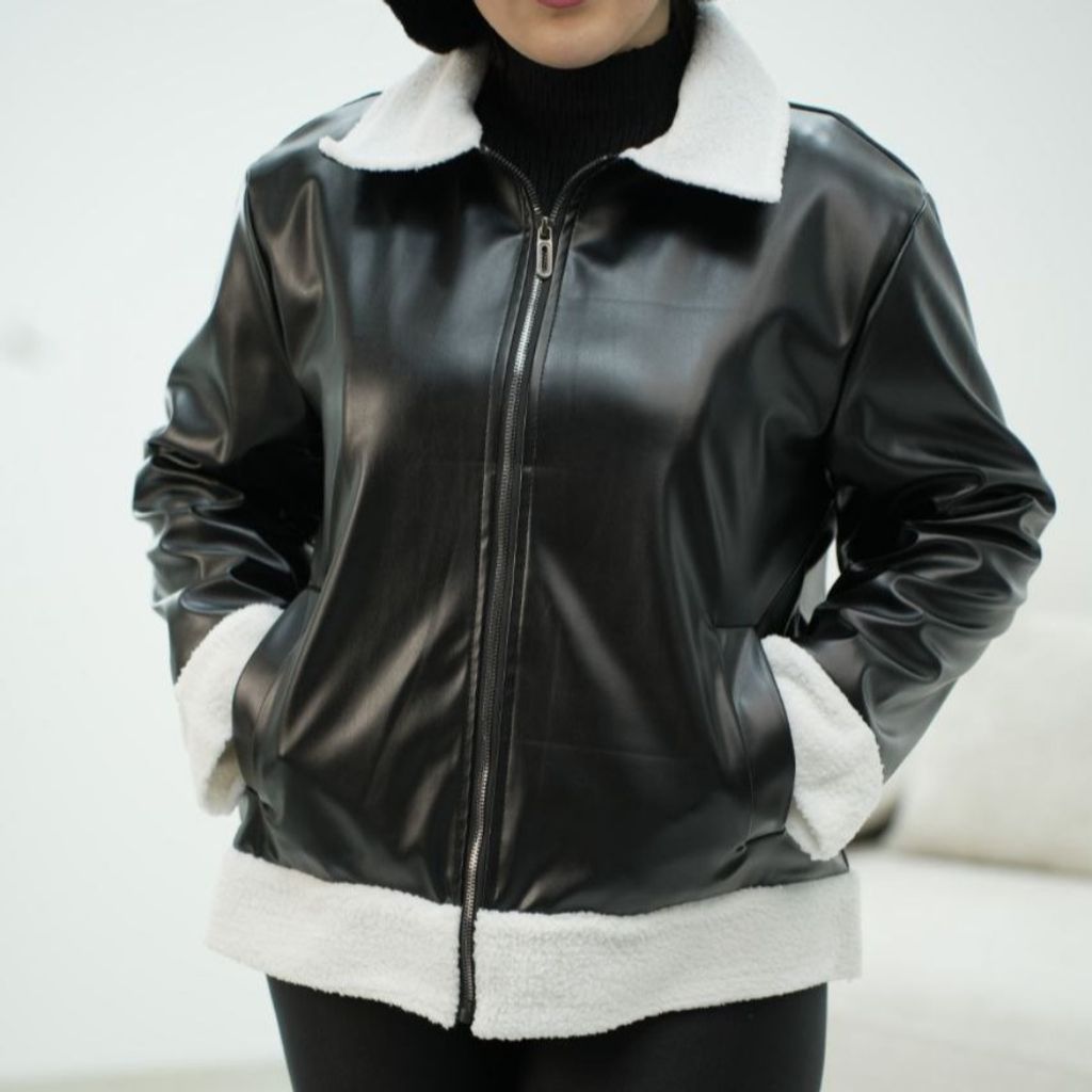 قیمت ارزان کاپشن چرم بامبر بوفالو نیلسا