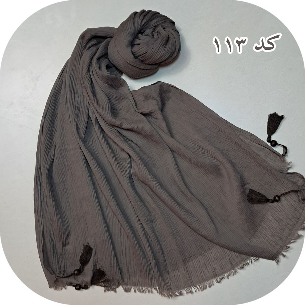 مشخصات شال پلیسه منگوله دار ساده کد 113