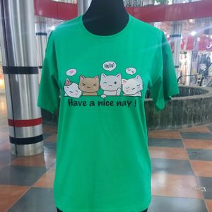 فروش اینترنتی تیشرت زنانه نخی طرح پیشی کد 3001