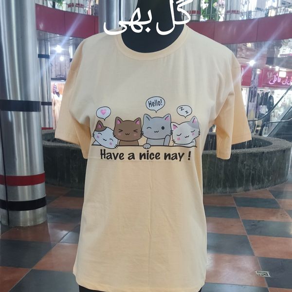 تیشرت زنانه نخی طرح پیشی کد 3002