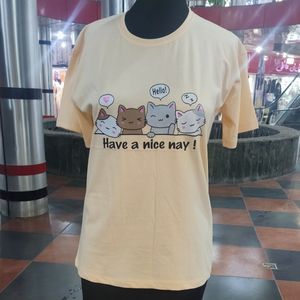 قیمت ارزان تیشرت زنانه نخی طرح پیشی کد 3001