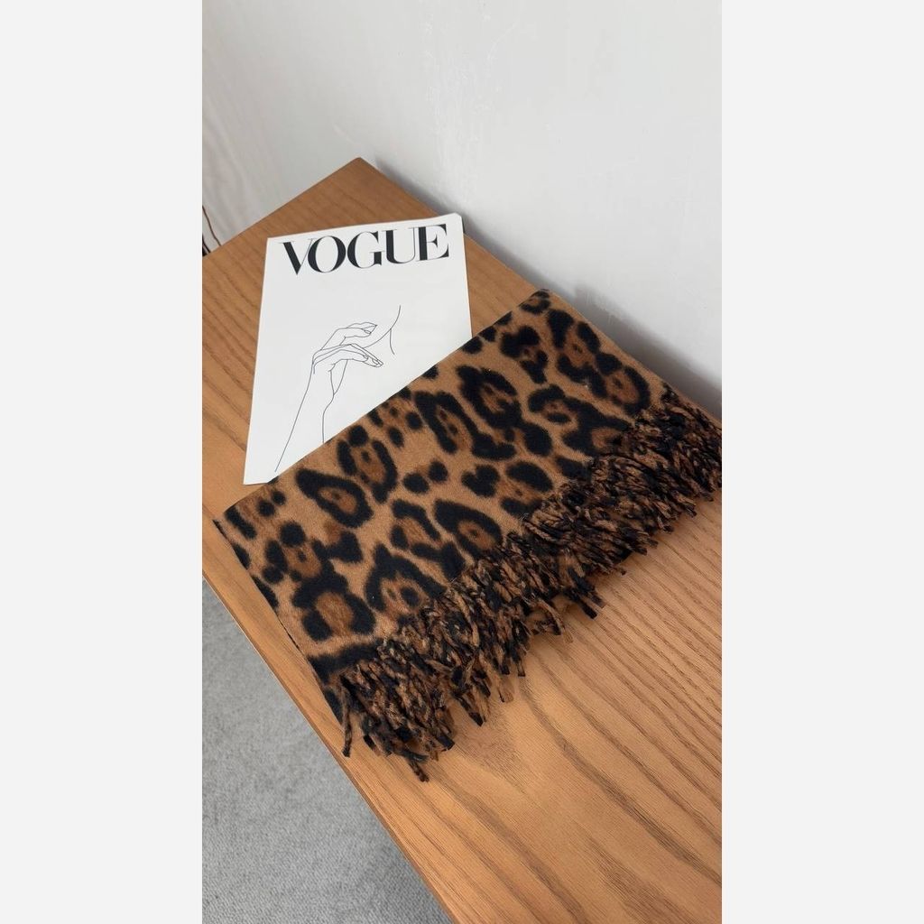 خرید اینترنتی قیمت شال موهر پشمی پلنگی وارداتی ریسه ای