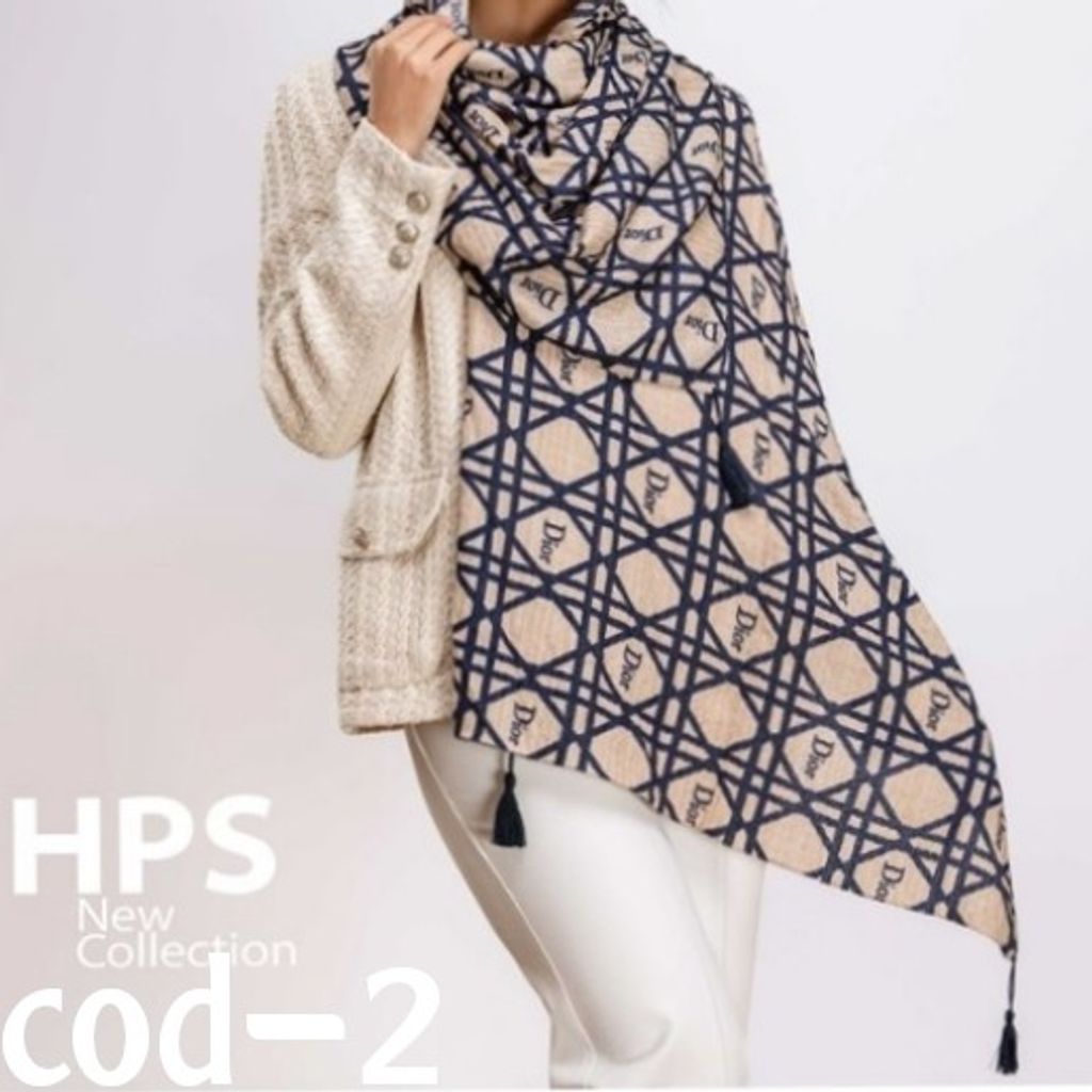 خرید آنلاین شال برشکا منگولدار طرح Dior