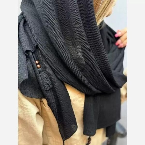 شال برشکا منگوله چوبی وارداتی مشکی