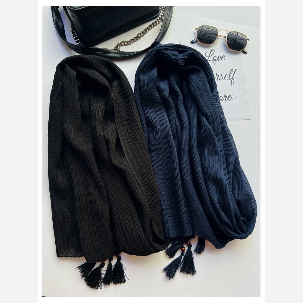 خرید اینترنتی شال برشکا منگوله چوبی وارداتی مشکی