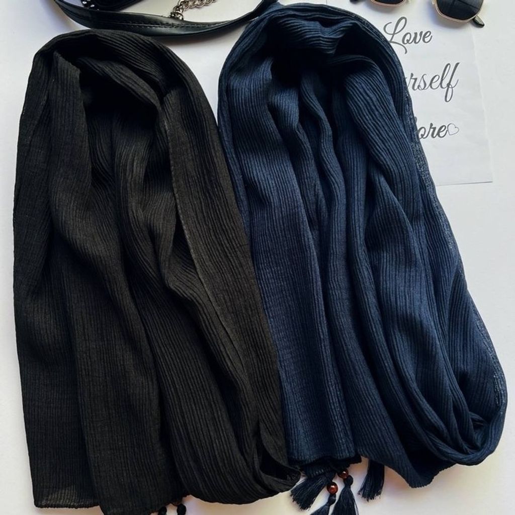 خرید اینترنتی شال برشکا منگوله چوبی وارداتی مشکی