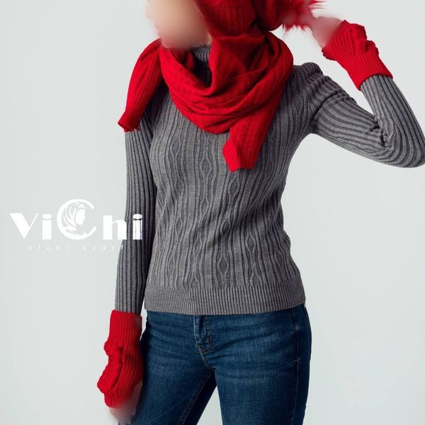 کلاه شال و ست دستکش بافت دخترانه و زنانه رنگبندی