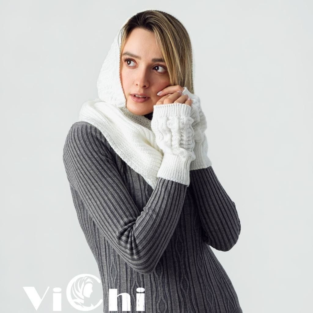 خرید آنلاین کلاه شال و ست دستکش بافت دخترانه و زنانه رنگبندی