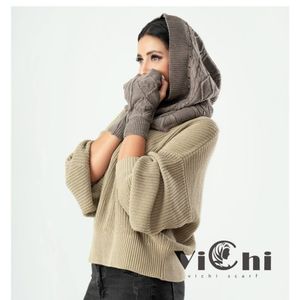 خرید اینترنتی کلاه شال و ست دستکش بافت دخترانه و زنانه رنگبندی