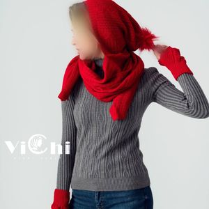کلاه شال و ست دستکش بافت دخترانه و زنانه رنگبندی