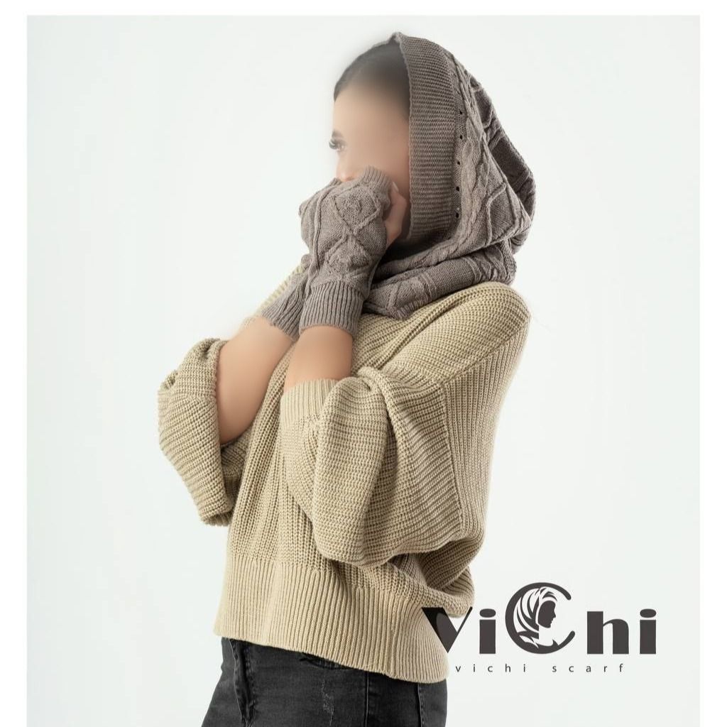 فروش اینترنتی کلاه شال و ست دستکش بافت دخترانه و زنانه رنگبندی