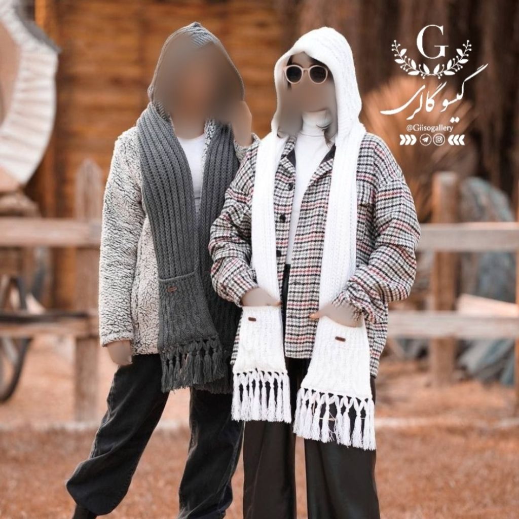 فروش اینترنتی کلاه شال بافت طرح جیبدار رنگبندی زنانه پاییزه