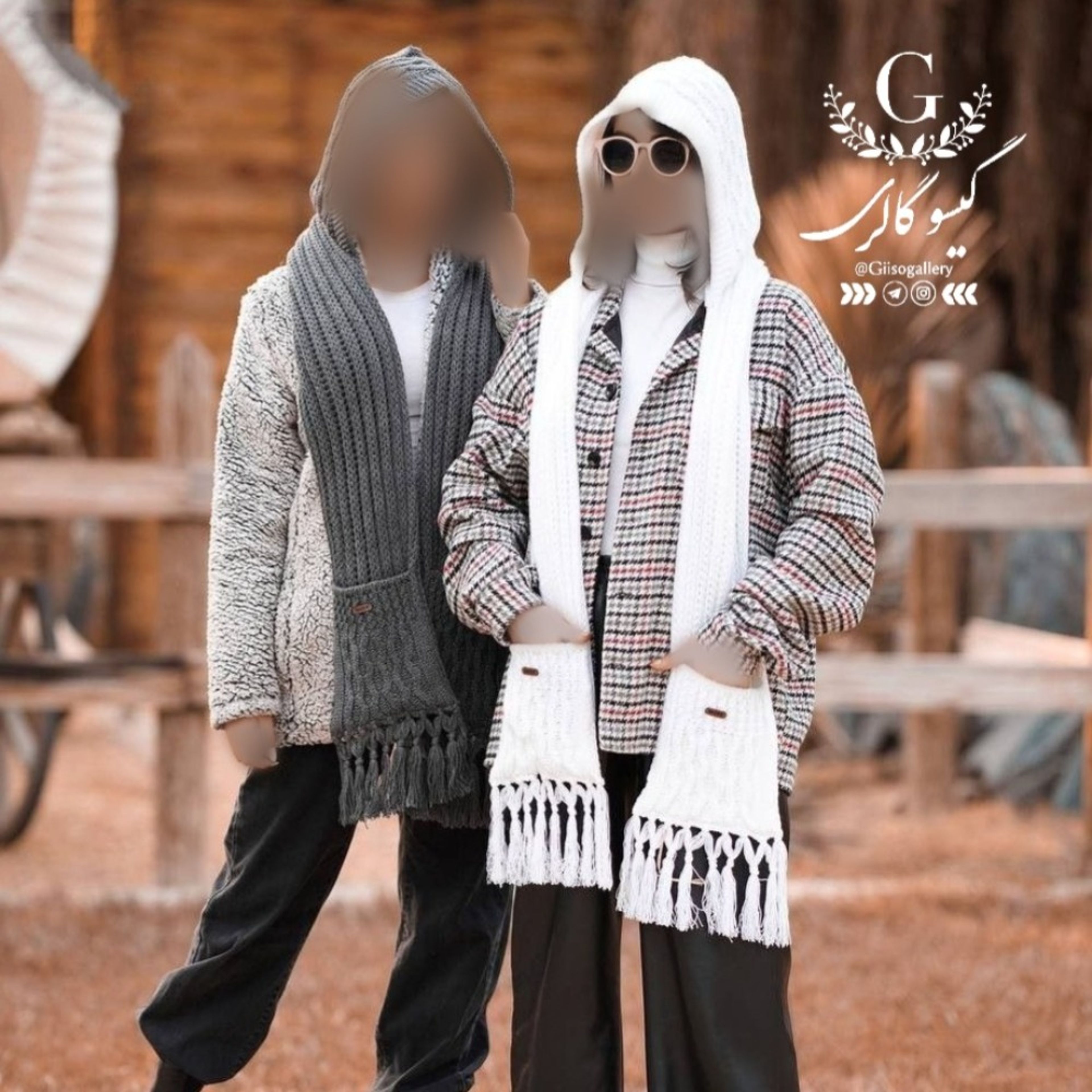 فروش اینترنتی کلاه شال بافت طرح جیبدار رنگبندی زنانه پاییزه