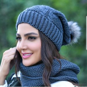 قیمت ارزان کلاه شال بافت طرح جیبدار رنگبندی زنانه پاییزه