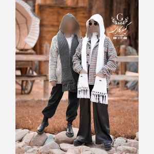 خرید اینترنتی قیمت کلاه شال بافت طرح جیبدار رنگبندی زنانه پاییزه