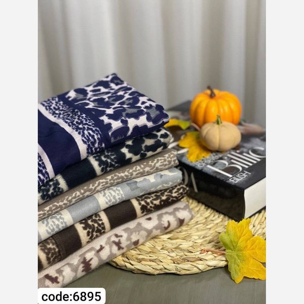 شال موهر پشمی طرحدار رنگبندی پاییزه