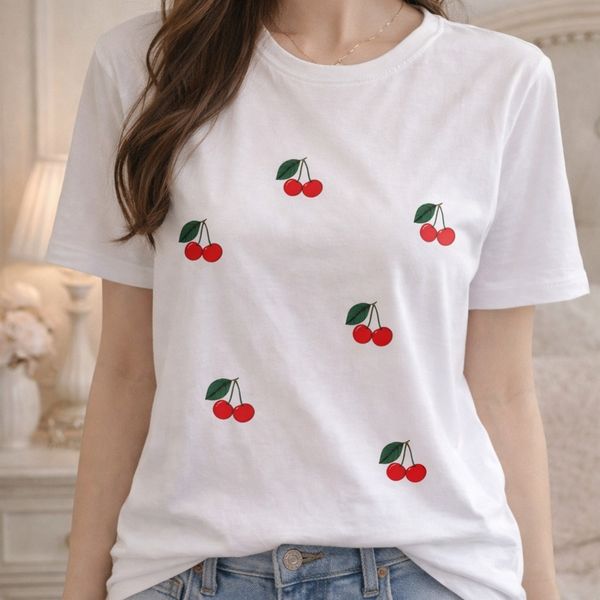 تیشرت زنانه نخپنبه گرم بالا گیلاسی سفید