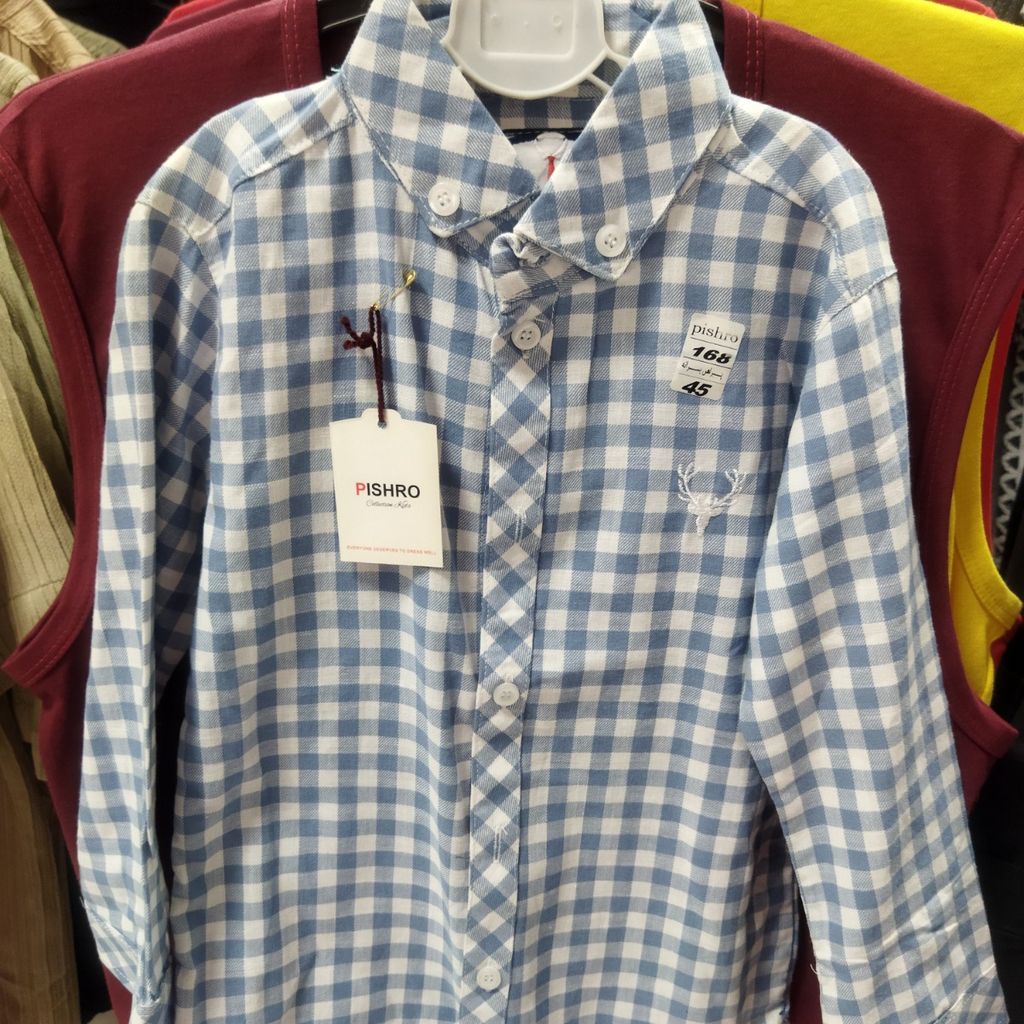 خرید انلاین پیراهن آستین بلند پسرانه 4خونه آبی