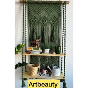 اویز مکرومه شلف چوبی طرح سنتی نوستالژی