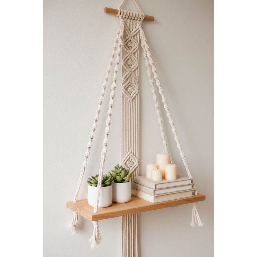 فروش اینترنتی شلف چوبی مکرومه بافی کاربردی فانتزی