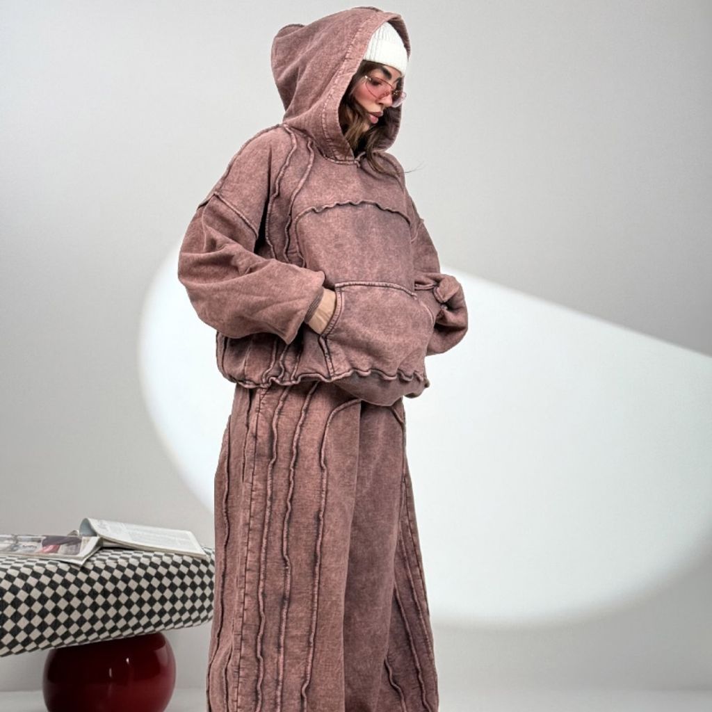 قیمت ست هودی و شلوار سنگ شور کد 160849