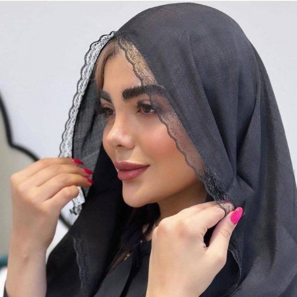 قیمت ارزان شال جت بلک دور دانتل مشکی