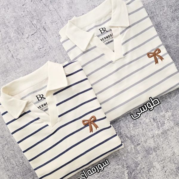 بلوز دورس یقه دار گلدوزی پاپیون زنانه