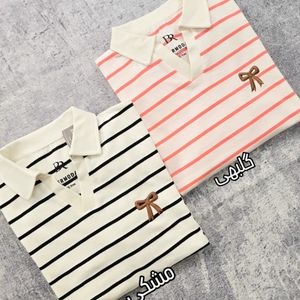 قیمت ارزان بلوز دورس یقه دار گلدوزی پاپیون زنانه