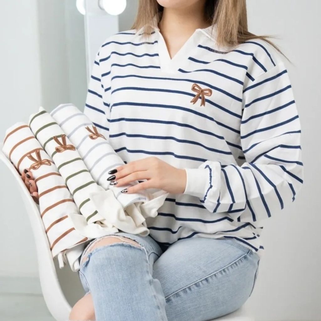 قیمت بلوز دورس یقه دار گلدوزی پاپیون زنانه