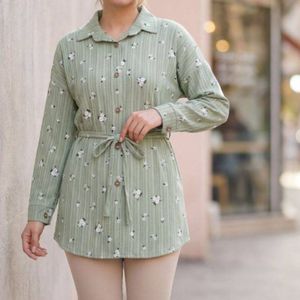 شومیز مانتویی گل زنانه