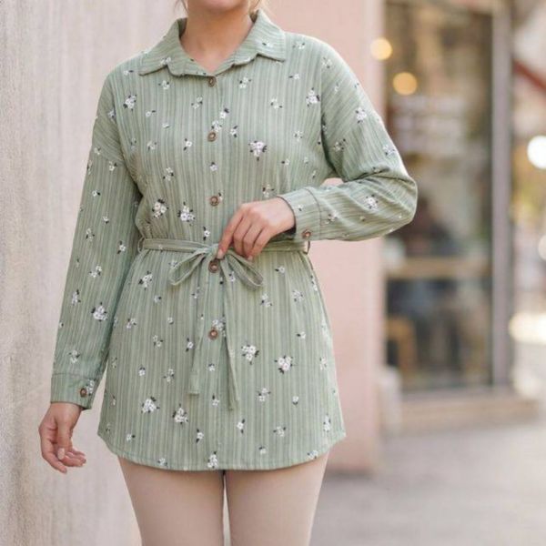 شومیز مانتویی گل زنانه