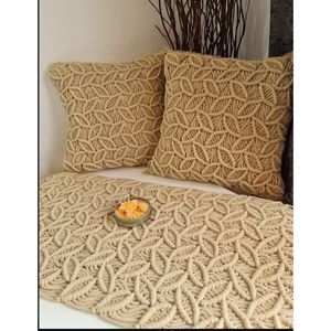 ست دوعددی کاورکوسن مکرومه با رانر جوانه ارت بیوتی