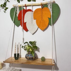 شلف چوبی مکرومه بافی مدرن مدل نورا