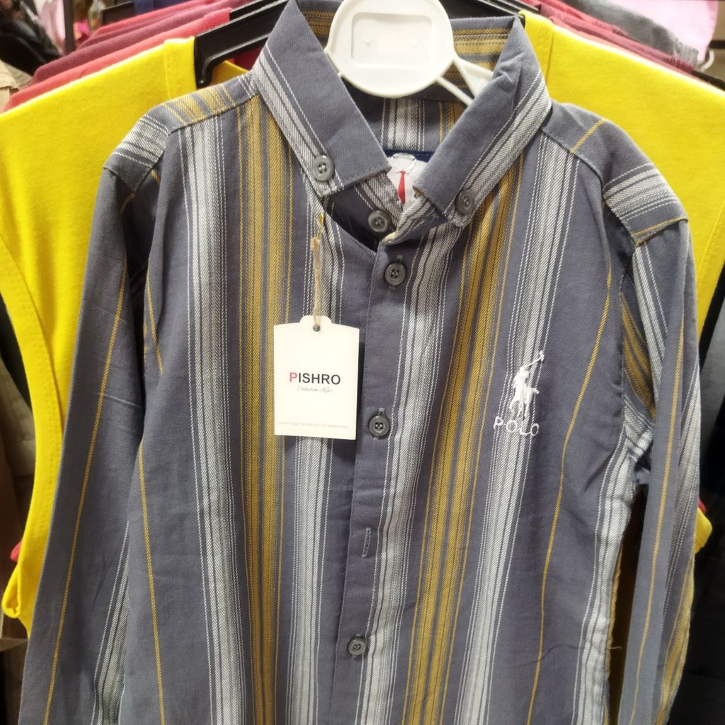 خرید اینترنتی پیراهن پسرانه راه راه آستین بلند pey