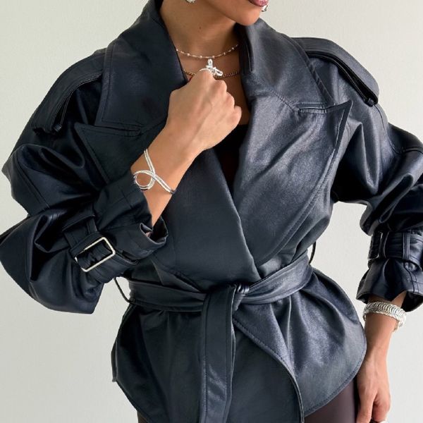 کت چرم آستین سگک کد 120368