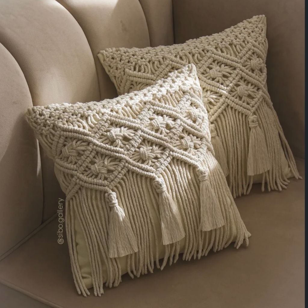 خرید اینترنتی ست دوعددی کاور کوسن مکرومه عیدانه ارت بیوتی