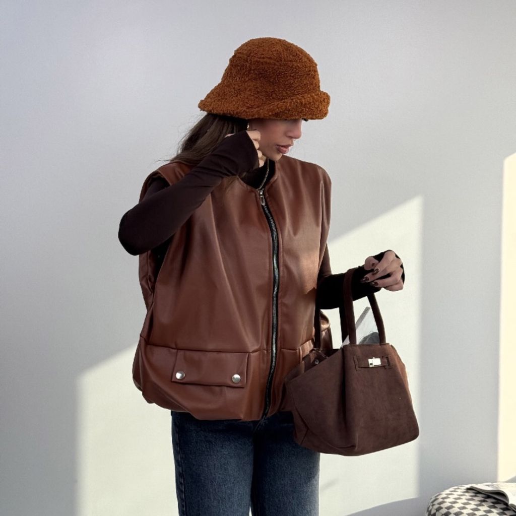 فروش اینترنتی وست چرم جیب پانچی کد 200942