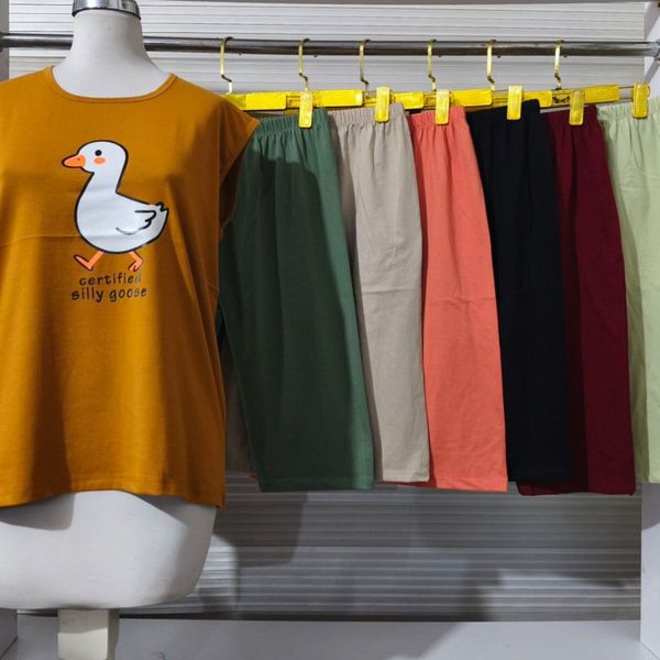 ست تاپ وشلوارک پنبه سوپر