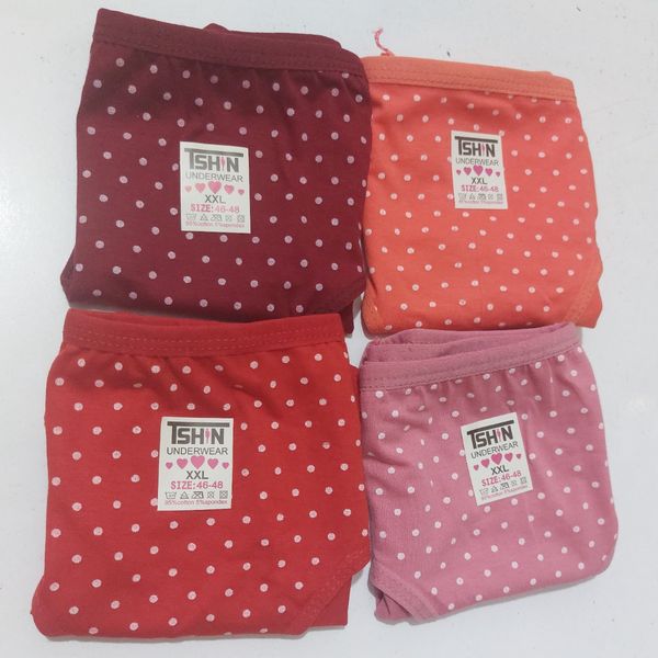 شورت نخ پنبه زنانه خال سفیدxxl(پک 6 عددی)