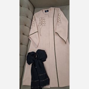 مانتو مجلسی گلدوزی رویسا تا سایز 58 کرم