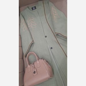 مانتو مجلسی گلدوزی رویسا تا سایز 58 سبز