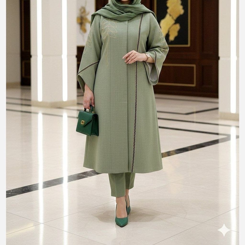 قیمت ارزان مانتو مجلسی گلدوزی رویسا تا سایز 58 سبز