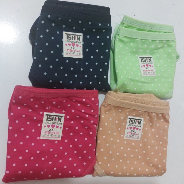 شورت نخی زنانه خال سفید سایز 3Xxxl(پک 6 عددی)