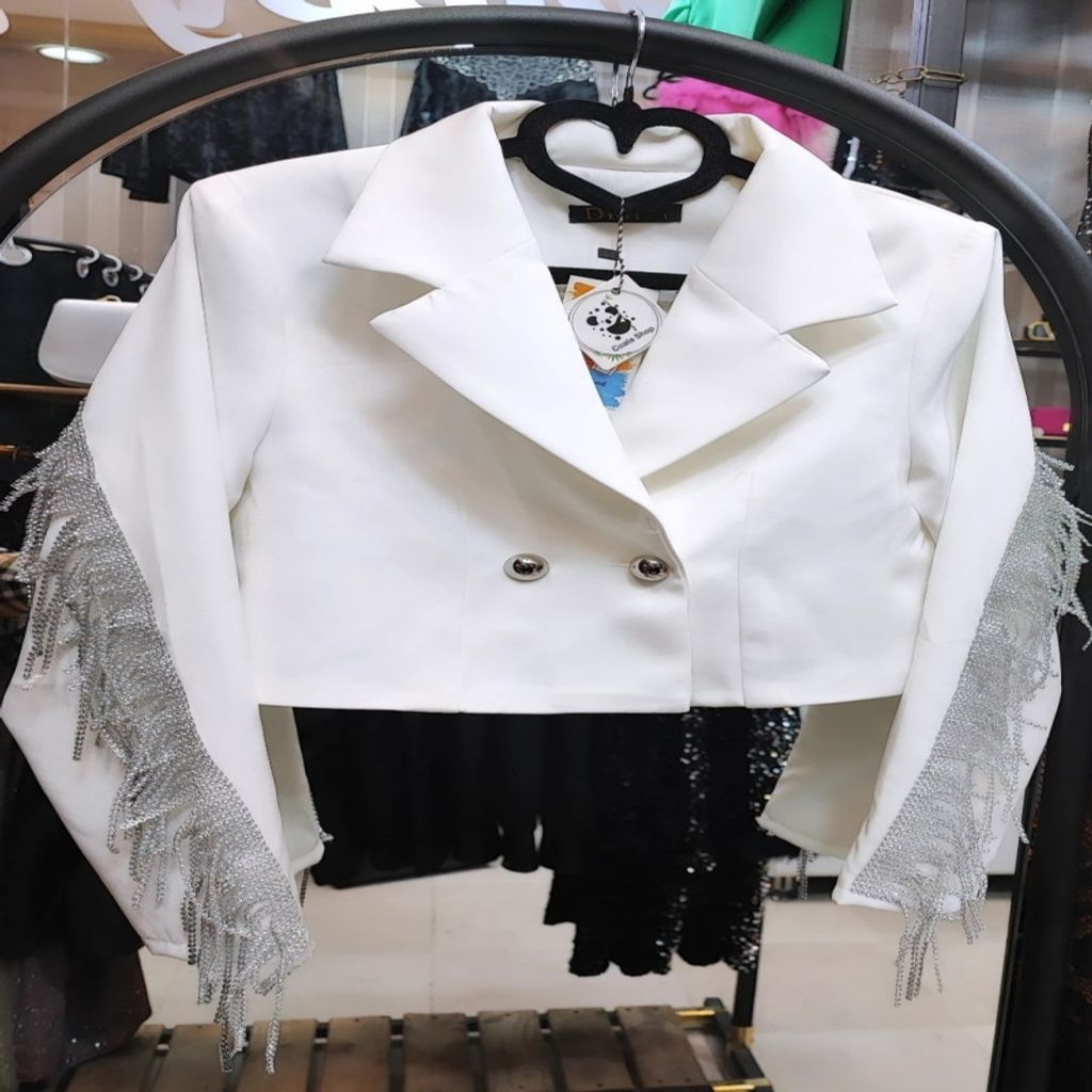 خرید اینترنتی قیمت کت کراپ (نیمتنه) دو دکمه ریسه ای