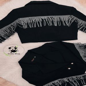 خرید اینترنتی قیمت کت کراپ (نیمتنه) دو دکمه ریسه ای