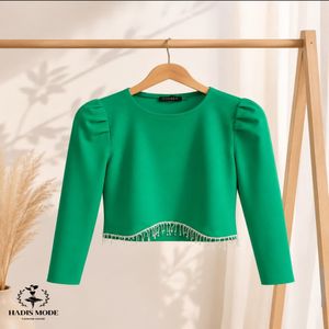خرید اینترنتی قیمت شومیز کراپ مجلسی دخترانه زنانه ریسه ای