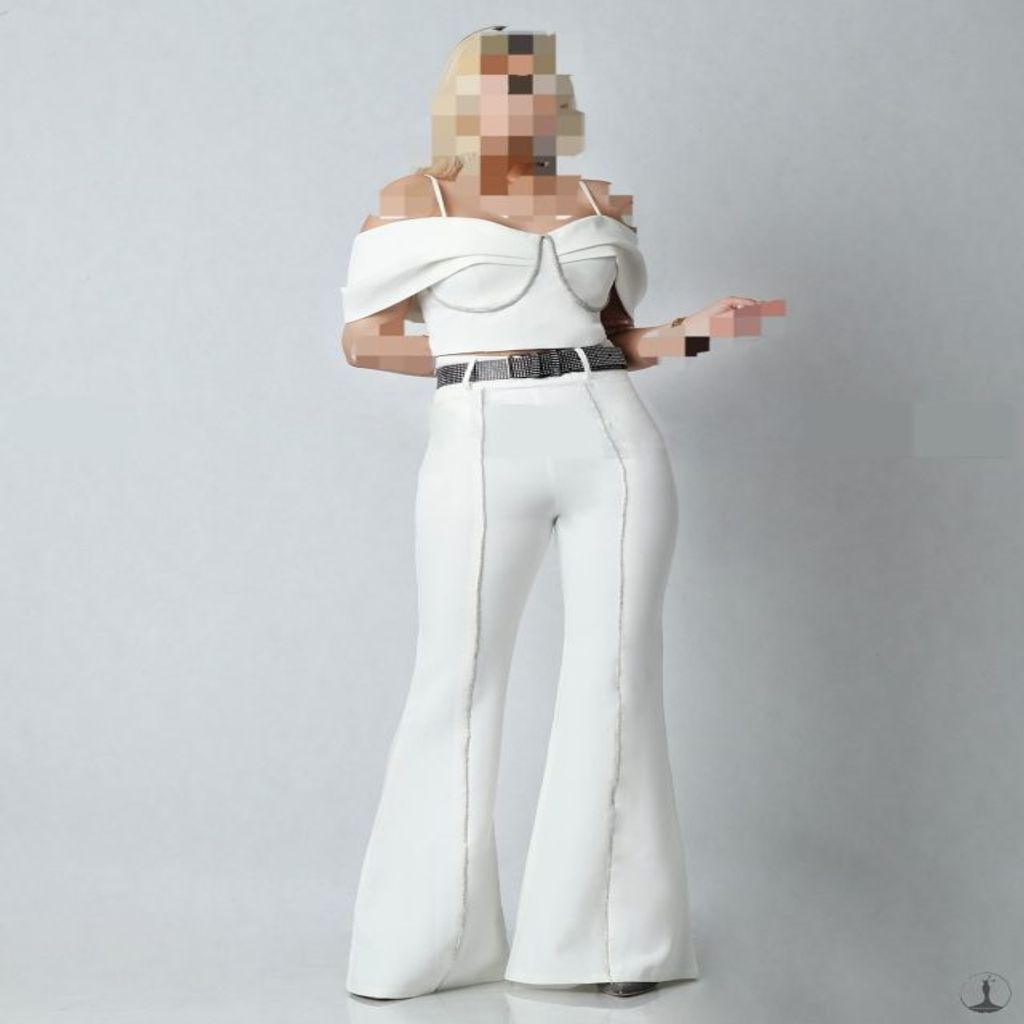 خرید اینترنتی قیمت شلوار بوت کات (دمپاگشاد) جلو نگین سفید