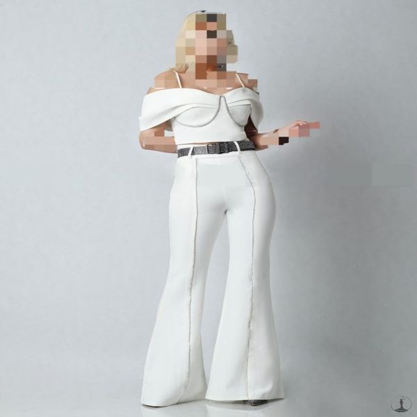 شلوار بوت کات (دمپاگشاد) جلو نگین سفید